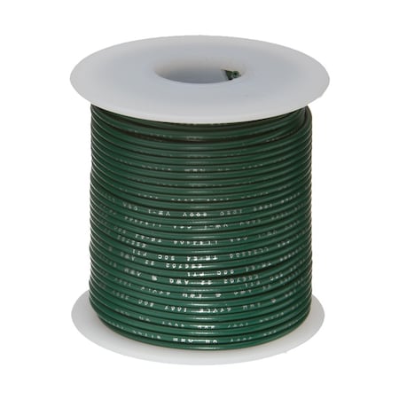 18 AWG Gauge Primary Wire, Stranded Hook Up Wire, 25 Ft Length, Green, 0.0403 Diameter, 60 Volts
